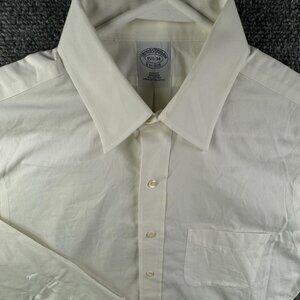 Brooks Brothers Men Non Iron Button Up Shirt Long Sleeve 15.5 34 Slim Fit White